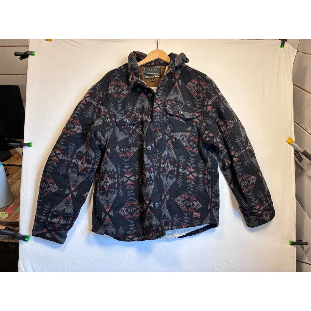 JACHS New York Men's XL Sherpa Lined Aztec Wool Blend Shirt Jacket